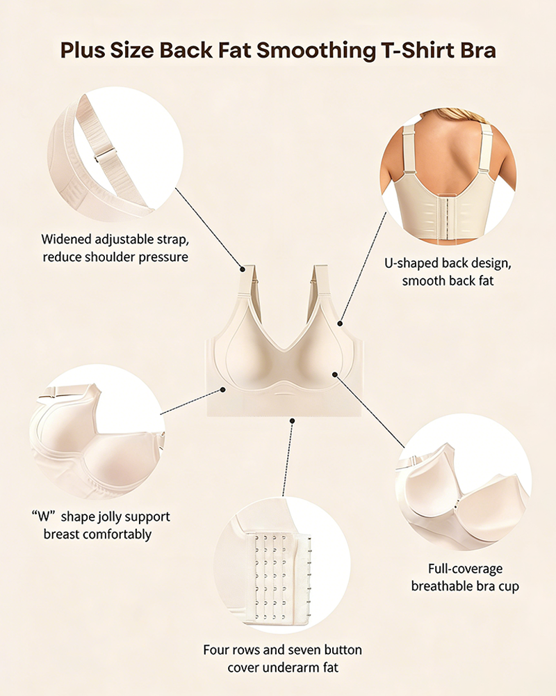 Plus Size Back Smoothing Seamless Push Up Jelly Bra
