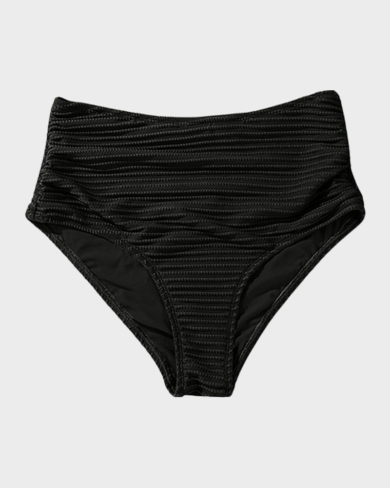 Textured Knot-Front High-Waisted Bikini Set
