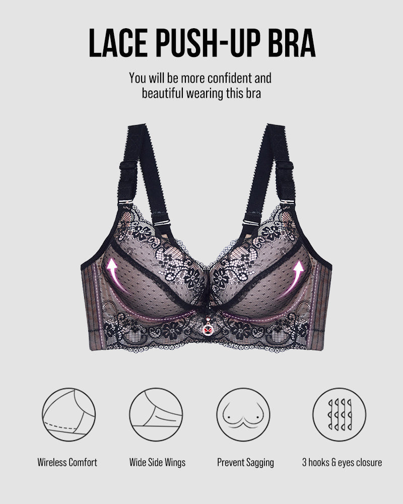 Lace Underwire Padded Push Up Bra