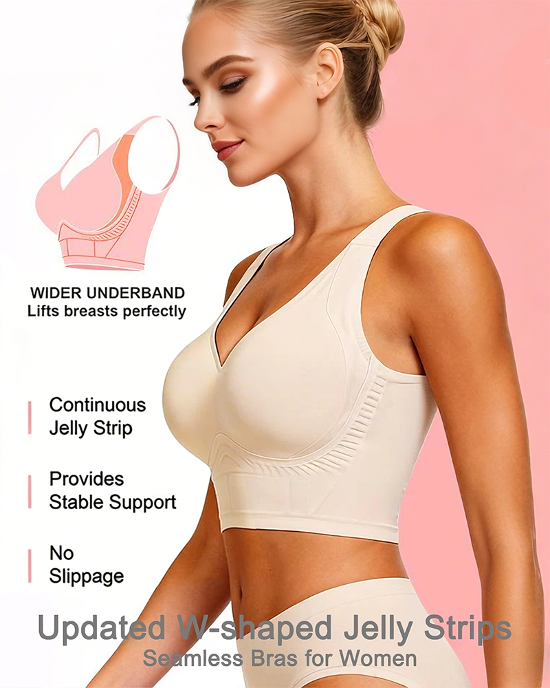Plus Size Back Smoothing Seamless Push Up Jelly Bra