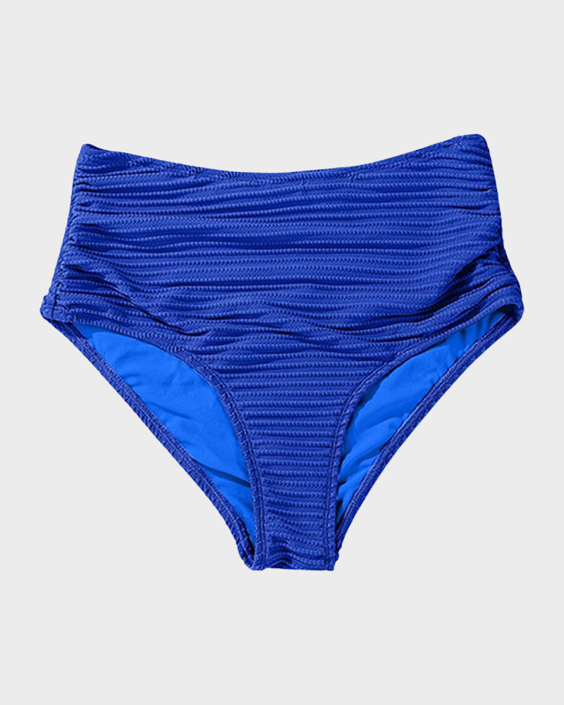 Textured Knot-Front High-Waisted Bikini Set