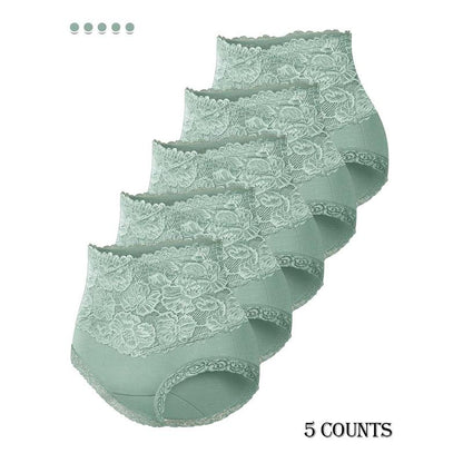 Comfy Everyday High-Waist Panties with Lace Trim, 5-Pack