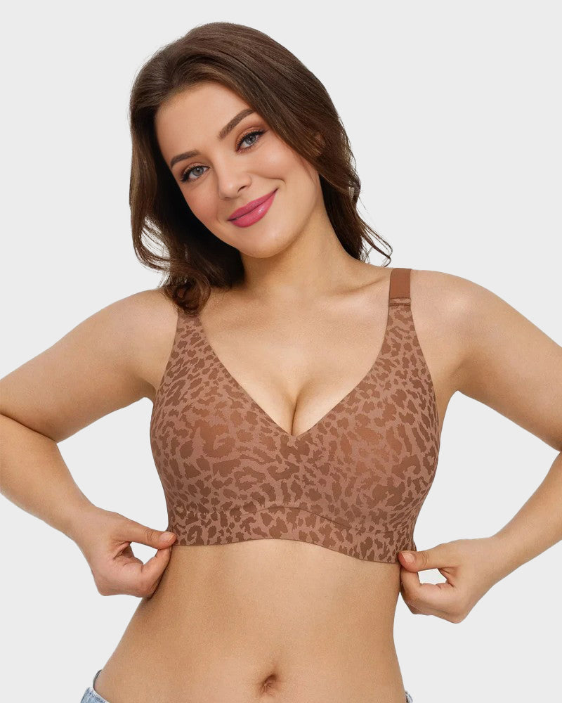 Wireless Leopard V-Neck Contour Bra