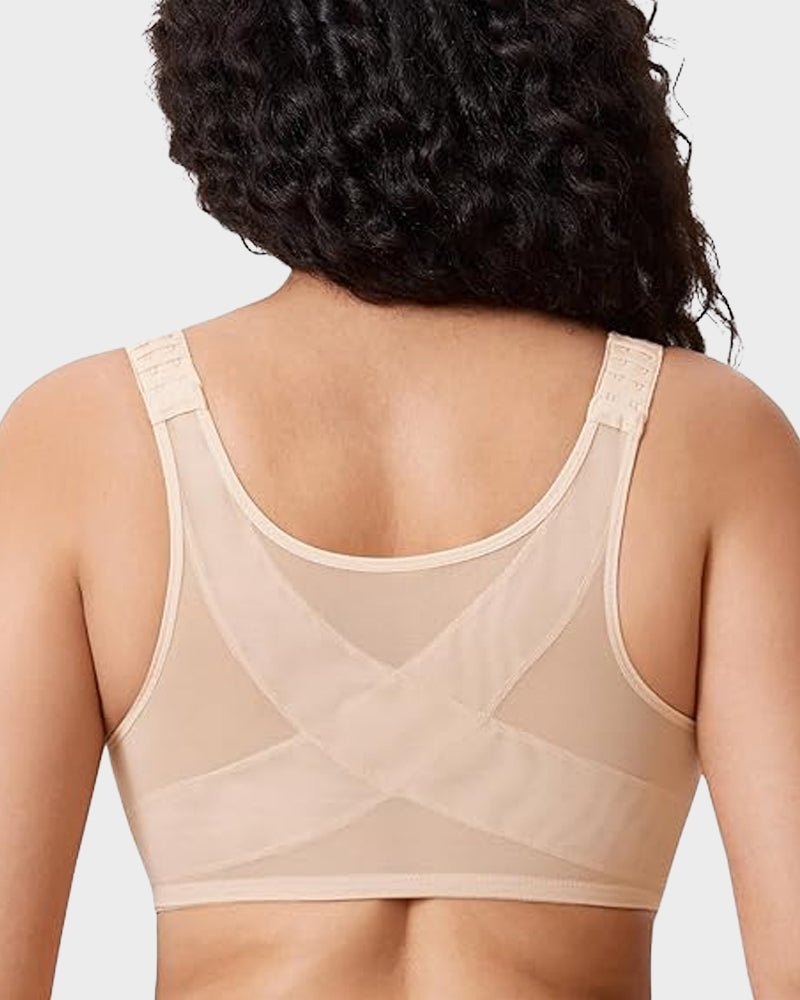 Front Closure Underwire Unlined Back Support Plunge Bra