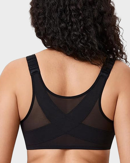 Front Closure Underwire Unlined Back Support Plunge Bra