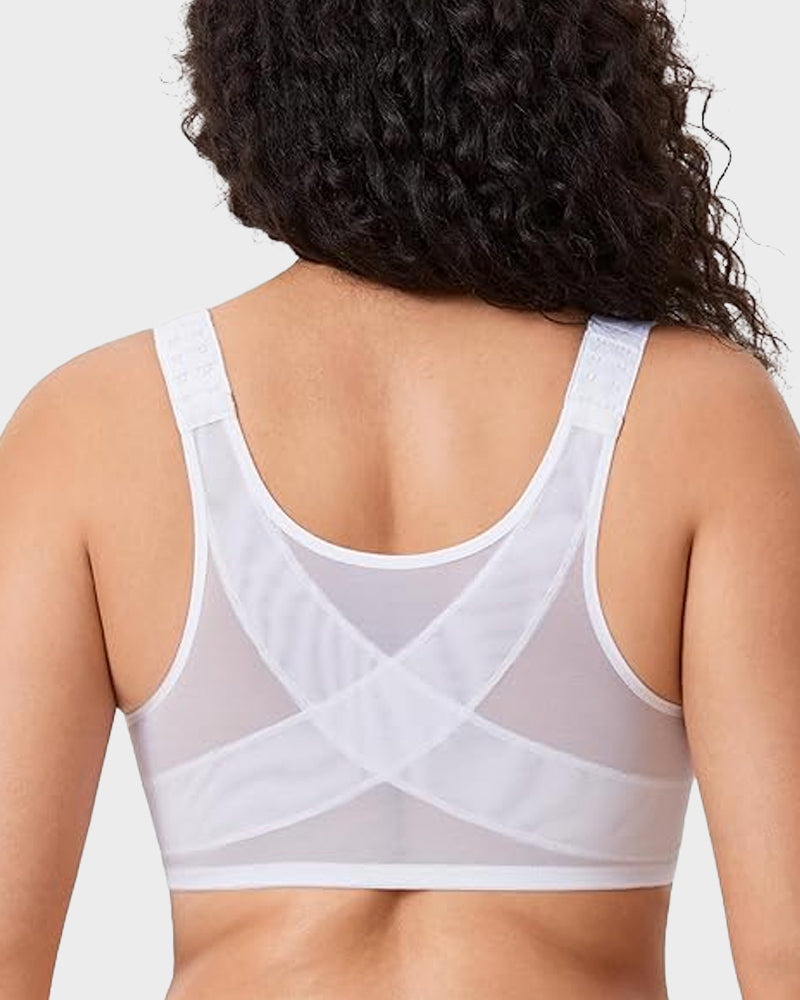 Front Closure Underwire Unlined Back Support Plunge Bra