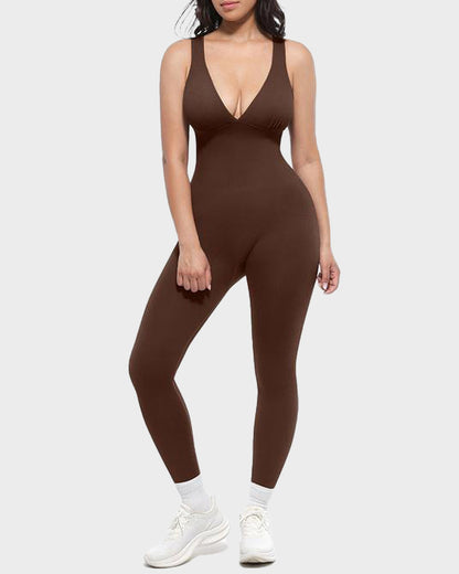 Deep V Tummy Control Sculpting Jumpsuit