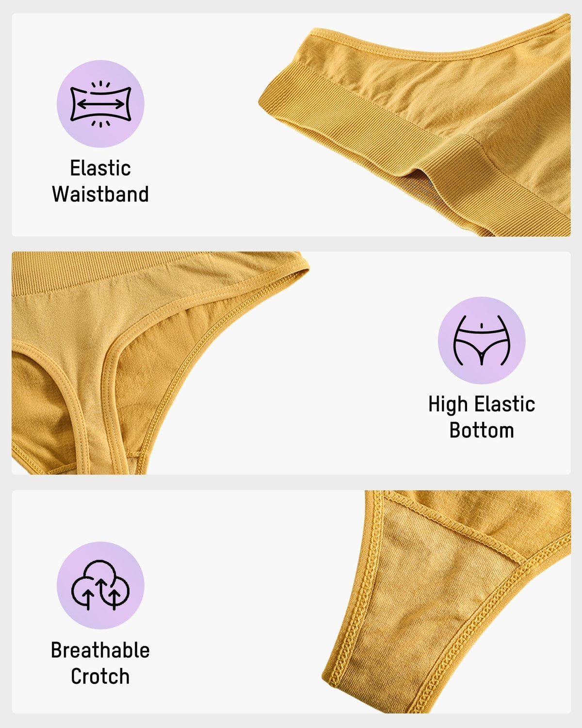 Comfort Seamless Sport Thong Panties (9 Pack)