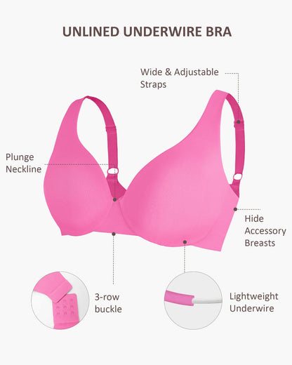 Underwire Adjustable Deep V-neck Bra