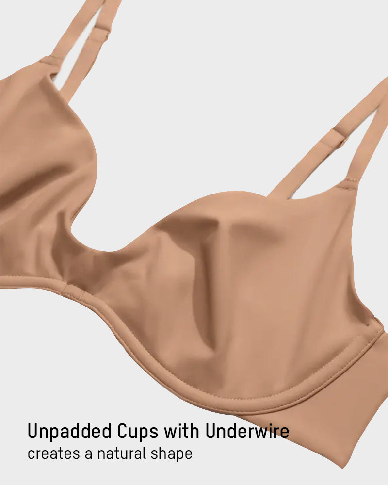 Unlined Plunge Balconette Bra with Underwire