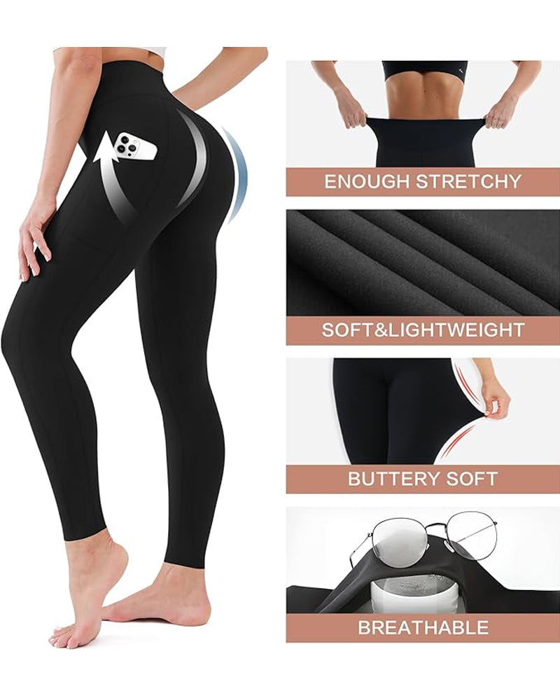 High Waisted Tummy Control Workout Leggings with Side Pockets