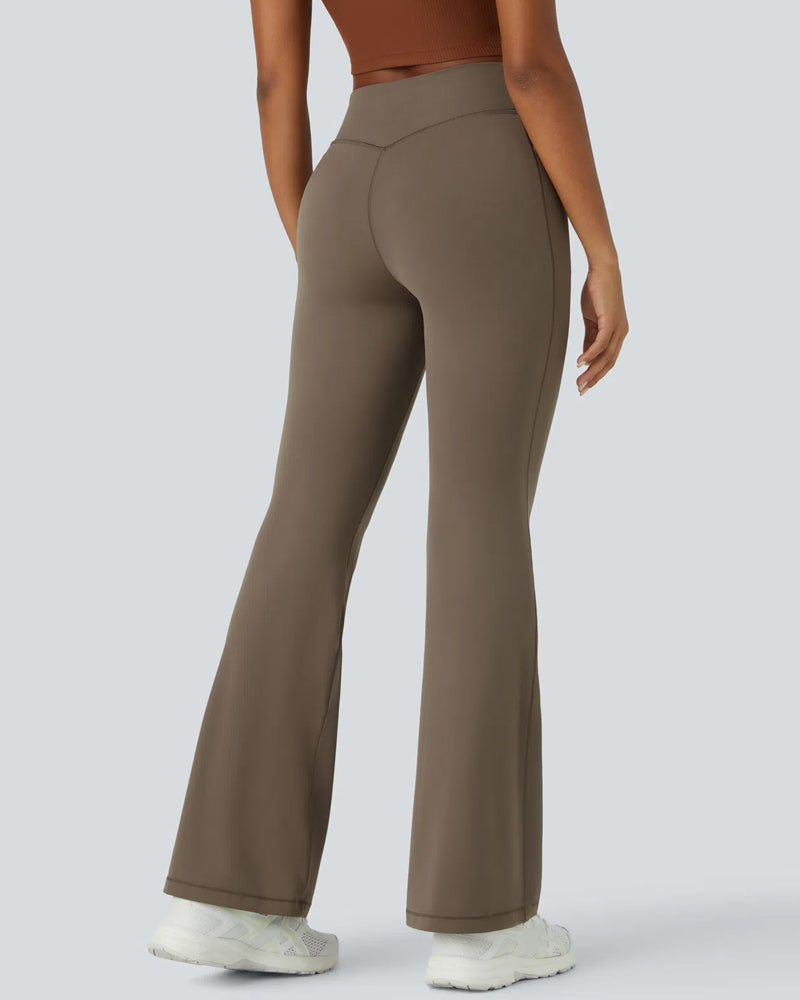 High-Waist Tummy Control Flare Leggings with Pockets